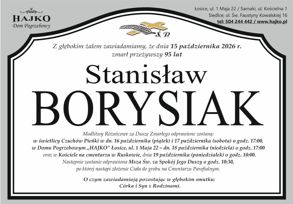 Nekrolog — BORYSIAK Stanisław