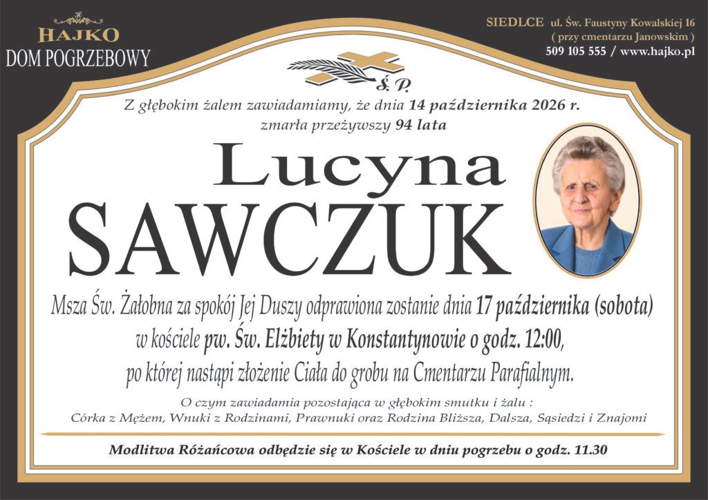 Nekrolog — SAWCZUK Lucyna